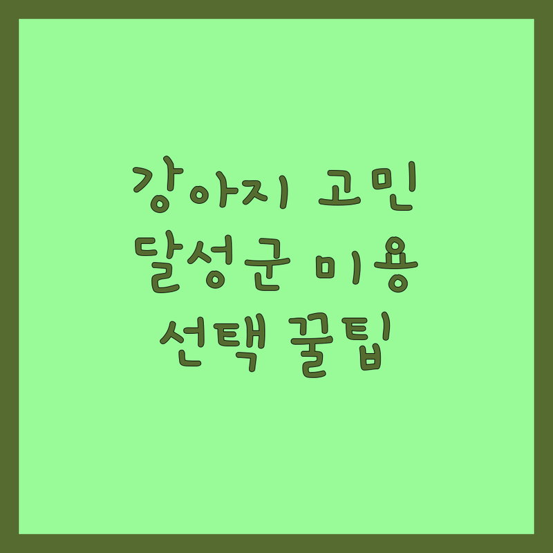 강아지 고민 해결! 대구 달성군 반려동물미용 솔루션 | 전문가가 알려주는 선택 팁