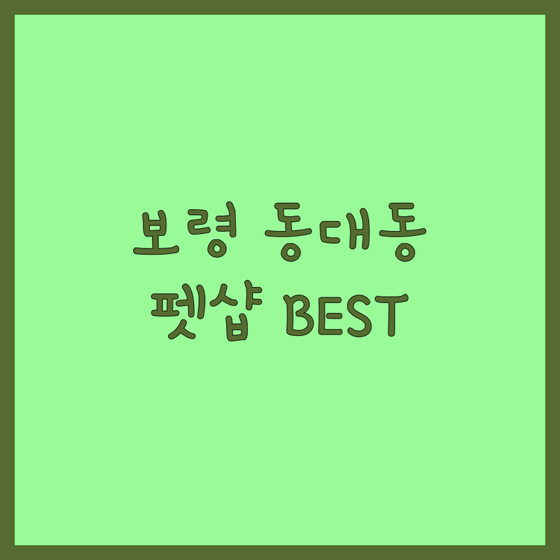 보령 동대동에서 찾은 💖반려동물용품점 BEST 3곳 | 현지인 추천 완벽 가이드